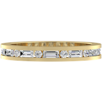 Media Alianza Eternity Carril Baguette 2.50 MM Diamante Natural Oro Amarillo 750