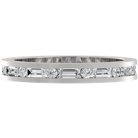 Media Alianza Eternity Carril Baguette 2.50 MM Diamante Natural Oro Blanco 750