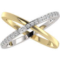 Alianza de Boda Duo Cross Diamante Natural Oro Amarillo & Blanco 585