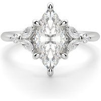 Anillo de Compromiso Corte Marquesa 1.50 ct Haven Diamante de Laboratorio Oro Blanco 585 (14K)