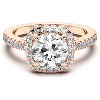 Anillo de Compromiso Corte Redondo 1.25 ct Naples Diamante de Laboratorio Oro Rosa 585 (14K)