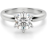 Anillo de Compromiso Solitario Clásico de 6 Garras Corte Redondo 3.00 ct Diamante Natural Oro Blanco 585