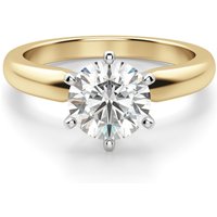Anillo de Compromiso Solitario Clásico de 6 Garras Corte Redondo 0.75 ct Diamante Natural Oro Amarillo 585