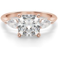 Anillo de Compromiso Clásico Cojín 1.75 ct con Piedras de Pera Diamante Natural Oro Rosa 585 (14K)
