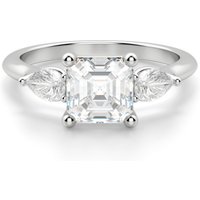 Anillo de Compromiso Clásico Asscher 2.50 ct con Piedras de Pera Diamante Natural Platino 950
