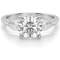 Anillo de Compromiso Acentuado Corte Redondo 1.75 ct con Piedras de Pera Diamante Natural Platino 950