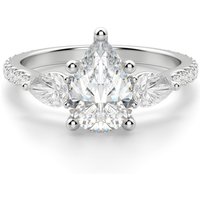 Anillo de Compromiso Acentuado Pera 0.50 ct con Piedras de Pera Diamante Natural Platino 950