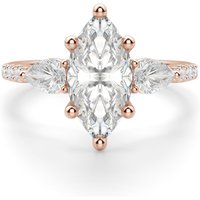 Anillo de Compromiso Acentuado Marquesa 2.00 ct con Piedras de Pera Diamante Natural Oro Rosa 750 (18K)