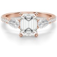Anillo de Compromiso Acentuado Esmeralda 2.00 ct con Piedras de Pera Diamante Natural Oro Rosa 585 (14K)