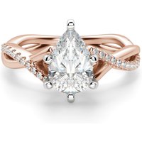 Twisted Accented Gruszkowy 0.75 krt Pierścionek Zaręczynowy Diament Laboratoryjny 585 Różowe Złoto (14K)
