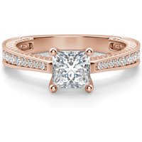 Sage Accented Księżniczka 2.50 krt Pierścionek Zaręczynowy Diament Laboratoryjny 585 Różowe Złoto (14K)