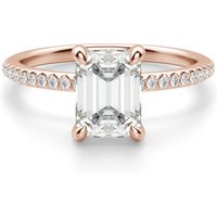 Hidden Halo Accented Szmaragdowy 3.00 krt Pierścionek Zaręczynowy Diament Laboratoryjny 585 Różowe Złoto (14K)