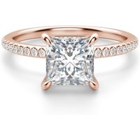 Hidden Halo Accented Księżniczka 1.50 krt Pierścionek Zaręczynowy Diament Laboratoryjny 585 Różowe Złoto (14K)