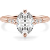 Kite Set Accented Owalny 3.00 krt Pierścionek Zaręczynowy Diament Laboratoryjny 585 Różowe Złoto (14K)
