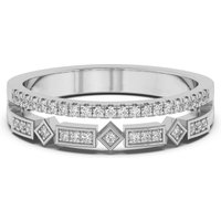Obrączka Ślubna Double Row Fashion Laboratoryjny Diament 585 Białe Złoto (14K)