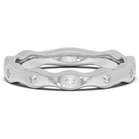 Obrączka Ślubna Bezel Set Curved Laboratoryjny Diament 585 Białe Złoto (14K)