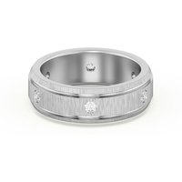 Edged Channel Accented Męska Obrączka Ślubna Laboratoryjny Diament 585 Białe Złoto (14K)