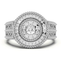 Pierścień Męski Rope Effect Okrągły Comfort Fit Fancy Laboratoryjny Diament 585 Białe Złoto (14K)