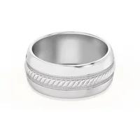 Single Rope Obrączka Ślubna 585 Białe Złoto (14K) 8 MM