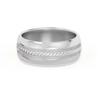 Single Rope Obrączka Ślubna 585 Białe Złoto (14K) 7 MM
