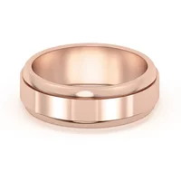 Raised Edge Channel Wysoka Polska Obrączka Ślubna 585 Różowe Złoto (14K) 6 MM