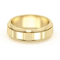 Raised Edge Channel Wysoka Polska Obrączka Ślubna 585 Żółte Złoto (14K) 6 MM