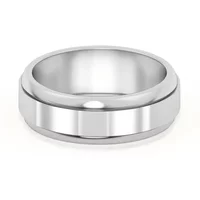 Raised Edge Channel Wysoka Polska Obrączka Ślubna 585 Białe Złoto (14K) 5 MM