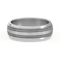Okrągła z Przeplotem Flat Channel Obrączka Ślubna 585 Białe Złoto (14K) 6 MM