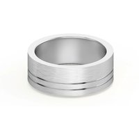 Double Lined Flat Obrączka Ślubna 585 Białe Złoto (14K) 7 MM