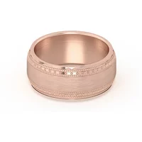 Double Beaded Wysoka Polska Obrączka Ślubna 585 Różowe Złoto (14K) 8 MM