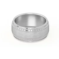 Double Beaded Wysoka Polska Obrączka Ślubna 585 Białe Złoto (14K) 8 MM