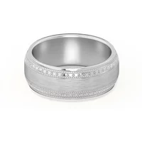 Double Beaded Wysoka Polska Obrączka Ślubna 585 Białe Złoto (14K) 7 MM