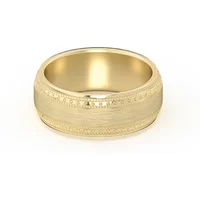 Double Beaded Wysoka Polska Obrączka Ślubna 585 Żółte Złoto (14K) 7 MM