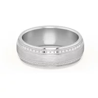 Double Beaded Wysoka Polska Obrączka Ślubna 585 Białe Złoto (14K) 6 MM