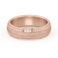 Double Beaded Wysoka Polska Obrączka Ślubna 585 Różowe Złoto (14K) 5 MM