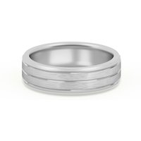Klasyczna Beveled Comfort Fit Satenowa Męska Obrączka Ślubna 585 Białe Złoto (14K) 5 MM