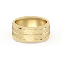 Klasyczna Beveled Comfort Fit Satenowa Męska Obrączka Ślubna 585 Żółte Złoto (14K) 8 MM