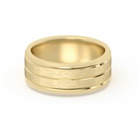 Klasyczna Beveled Comfort Fit Satenowa Męska Obrączka Ślubna 585 Żółte Złoto (14K) 7 MM