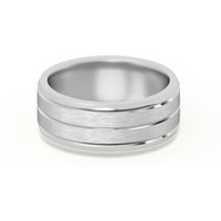 Klasyczna Beveled Comfort Fit Satenowa Męska Obrączka Ślubna 585 Białe Złoto (14K) 7 MM