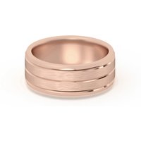 Klasyczna Beveled Comfort Fit Satenowa Męska Obrączka Ślubna 585 Różowe Złoto (14K) 7 MM