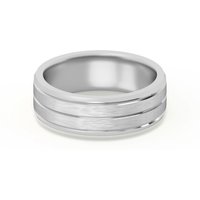 Klasyczna Beveled Comfort Fit Satenowa Męska Obrączka Ślubna 585 Białe Złoto (14K) 6 MM
