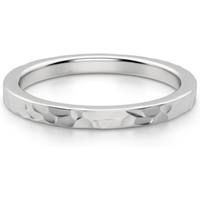 Hammered Flat Męska Obrączka Ślubna 2 MM 585 Białe Złoto (14K)