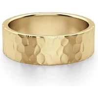 Hammered Flat Męska Obrączka Ślubna 6 MM 585 Żółte Złoto (14K)