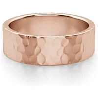 Hammered Flat Męska Obrączka Ślubna 6 MM 585 Różowe Złoto (14K)