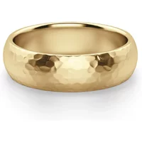 Hammered Comfort Męska Obrączka Ślubna 6 MM 585 Żółte Złoto (14K)