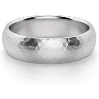 Hammered Comfort Męska Obrączka Ślubna 6 MM 585 Białe Złoto (14K)