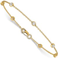 Bransoletka Rolo Chain z Diamentowymi Stacjami Diament Laboratoryjny 585 Żółte Złoto (14K)