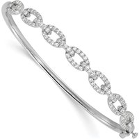 Bransoletka Bangle z Diamentami Laboratoryjnymi w Stylu Łańcuszkowym 585 Białe Złoto (14K)