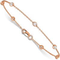 Bransoletka Rolo Chain z Diamentowymi Stacjami Diament Laboratoryjny 585 Różowe Złoto (14K)