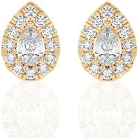 Sztyfty Halo z Diamentem w Szlifie Gruszkowym 2.00 krt Diament Laboratoryjny 585 Żółte Złoto (14K)
